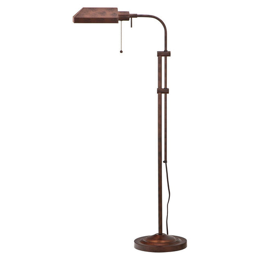 Metal Rectangular Floor Lamp With Adjustable Pole Bronze
