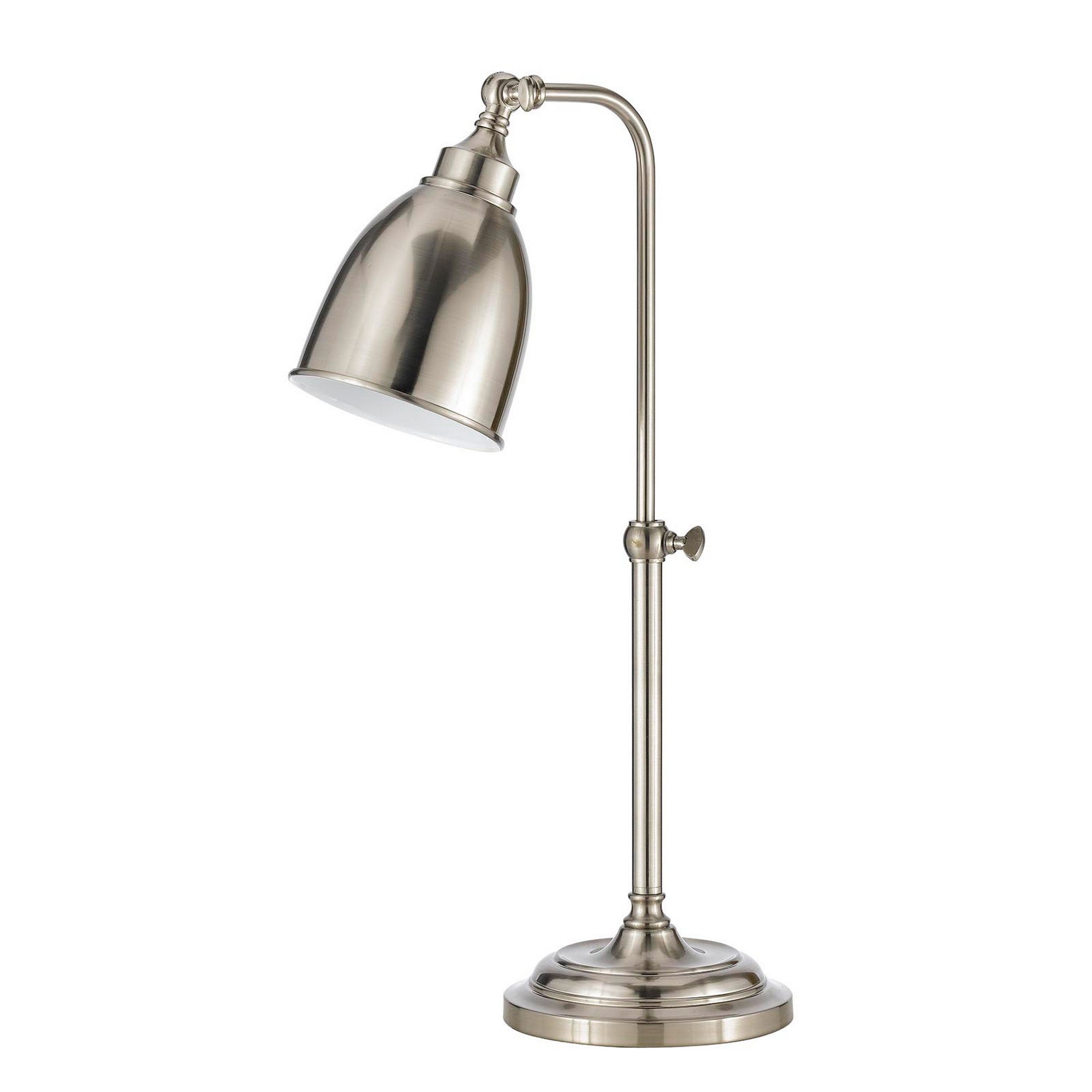 Metal Round 25" Table Lamp with Adjustable Pole Silver