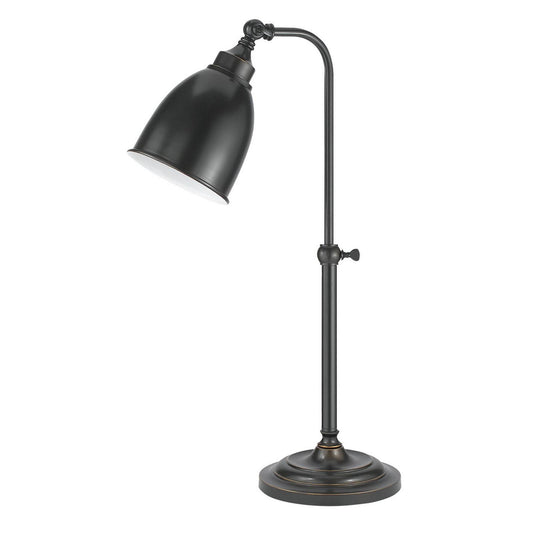 Metal Round 25" Table Lamp with Adjustable Pole Dark Bronze