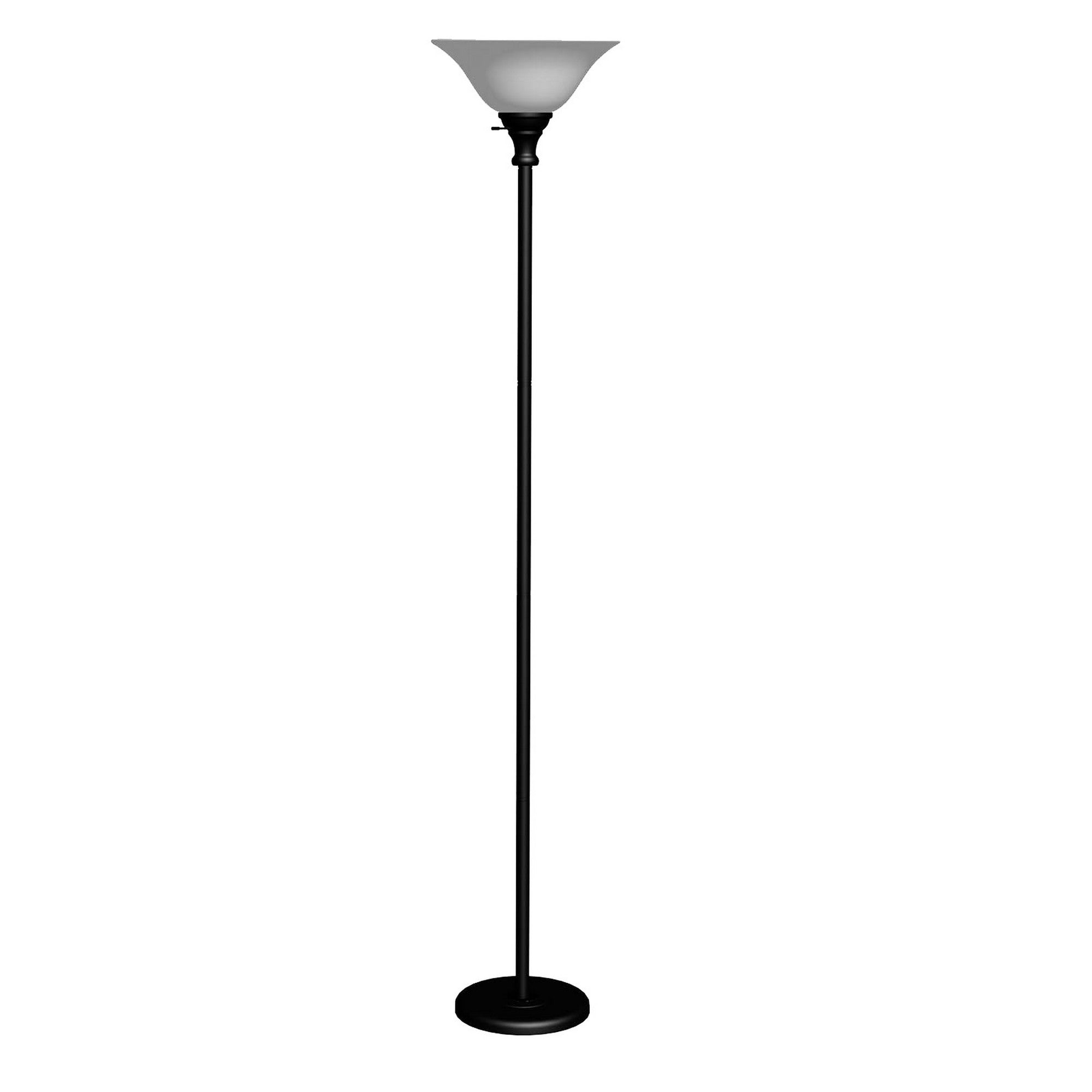 70 Inch Metal 3 Way Torchiere Floor Lamp Frosted Glass Black And White-zoom-1