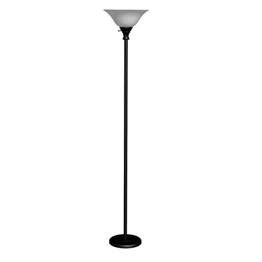 70 Inch Metal 3 Way Torchiere Floor Lamp Frosted Glass Black And White