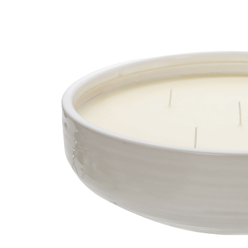 12.5 Inch Scented Candle Ceramic Bowl With 5 Wicks White-zoom-