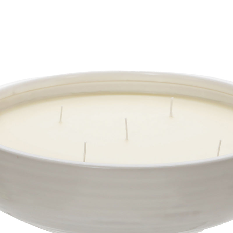 12.5 Inch Scented Candle Ceramic Bowl With 5 Wicks White-zoom-