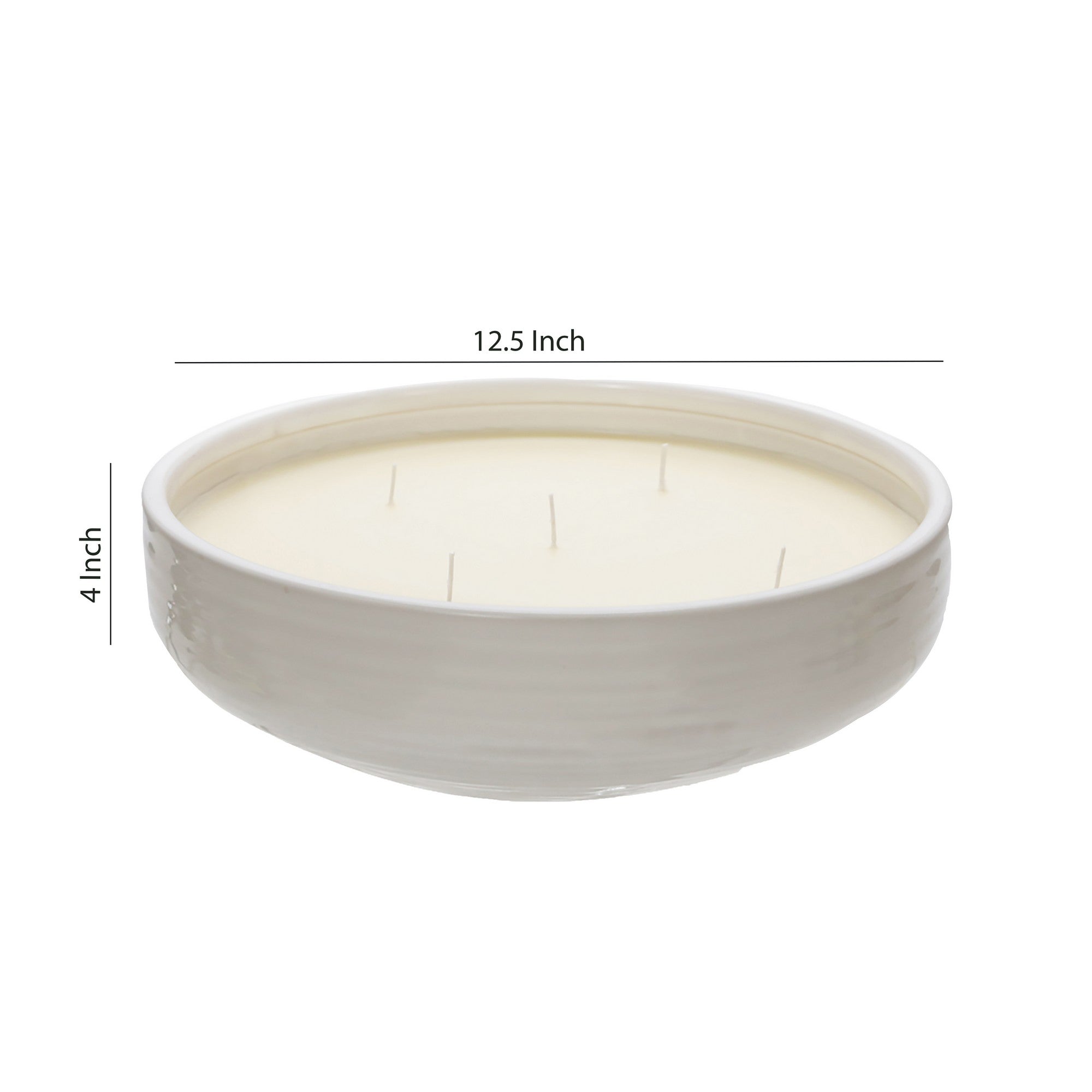 12.5 Inch Scented Candle Ceramic Bowl With 5 Wicks White-zoom-5