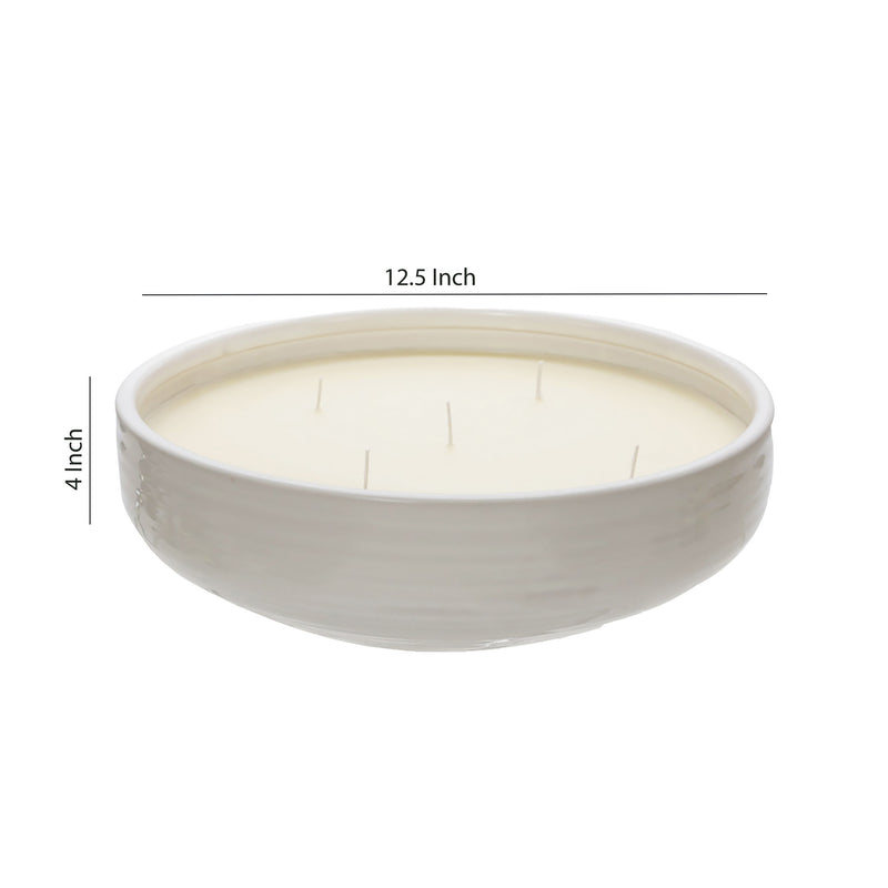 12.5 Inch Scented Candle Ceramic Bowl With 5 Wicks White-zoom-