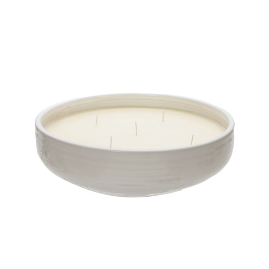 12.5 Inch Scented Candle Ceramic Bowl With 5 Wicks White