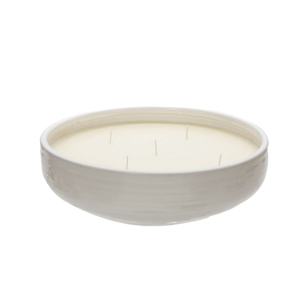 12.5 Inch Scented Candle Ceramic Bowl With 5 Wicks White