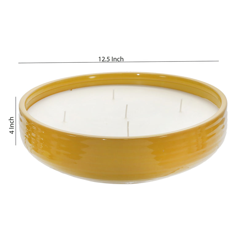 12.5 Inch Scented Candle Ceramic Bowl With 5 Wicks Yellow-zoom-