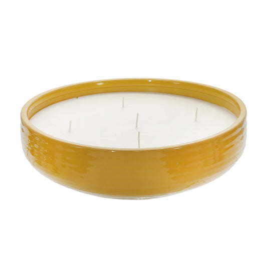 12.5 Inch Scented Candle Ceramic Bowl With 5 Wicks Yellow