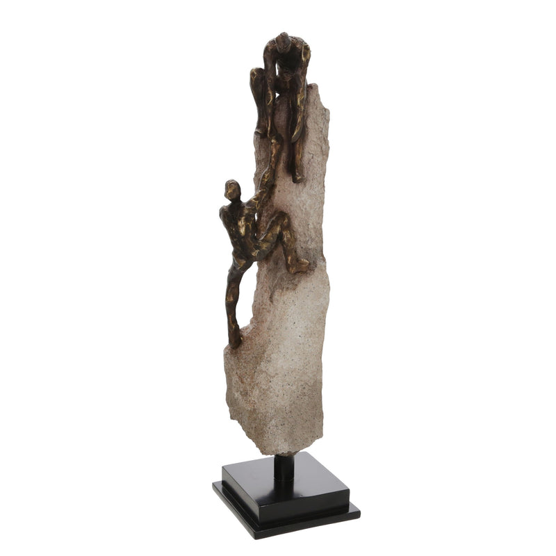 23 Inch Polyresin Human Rock Climbing Accent Decor Gray And Bronze-zoom-