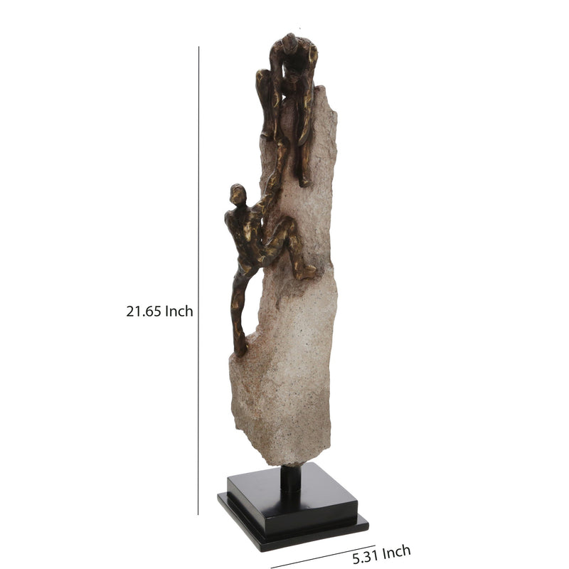 23 Inch Polyresin Human Rock Climbing Accent Decor Gray And Bronze-zoom-
