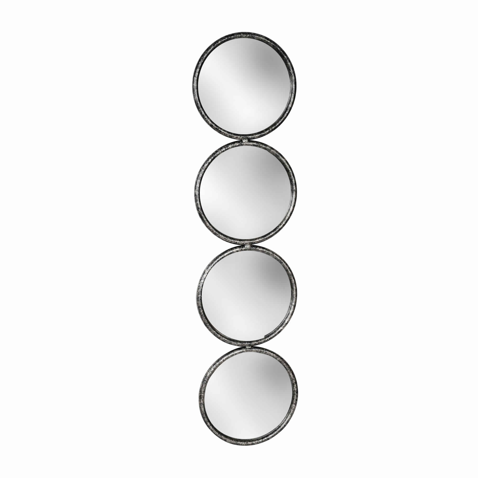 48 Inch 4 Stacked Round Mirrored Wall Decor Antique Silver-zoom-1