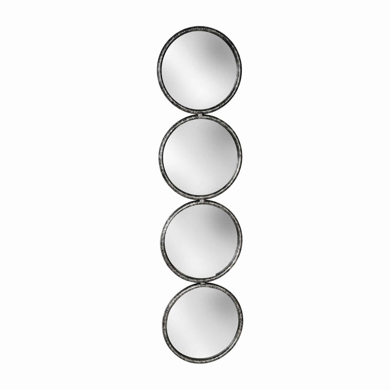 48 Inch 4 Stacked Round Mirrored Wall Decor Antique Silver-zoom-