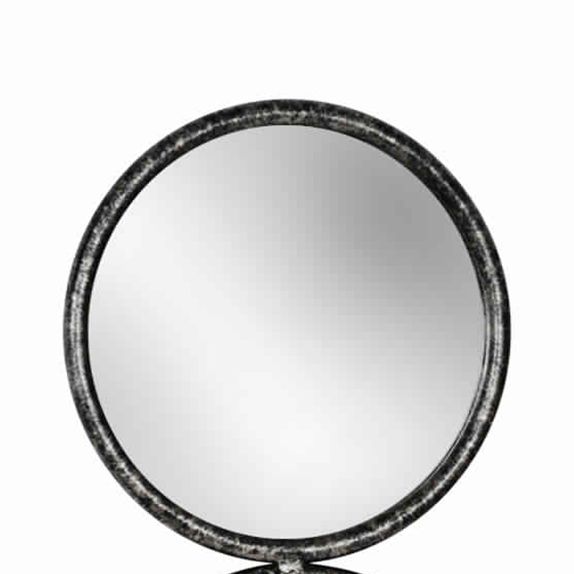 48 Inch 4 Stacked Round Mirrored Wall Decor Antique Silver-zoom-2