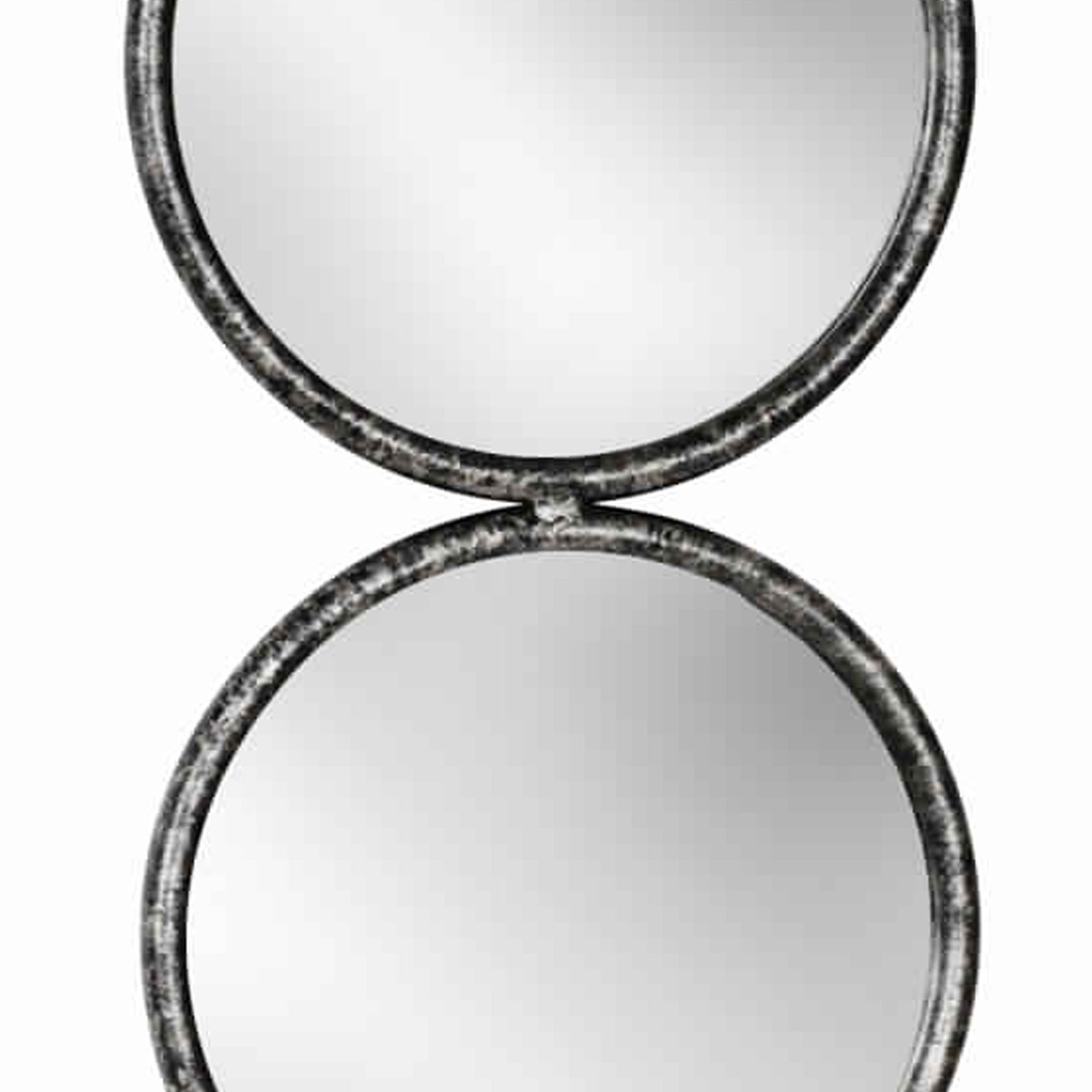 48 Inch 4 Stacked Round Mirrored Wall Decor Antique Silver-zoom-3