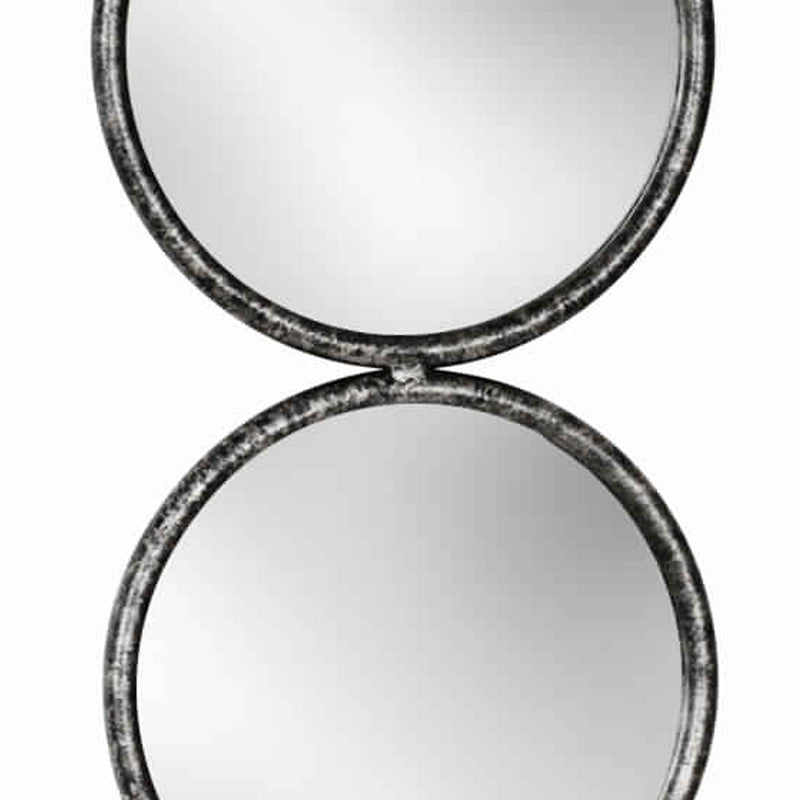 48 Inch 4 Stacked Round Mirrored Wall Decor Antique Silver-zoom-