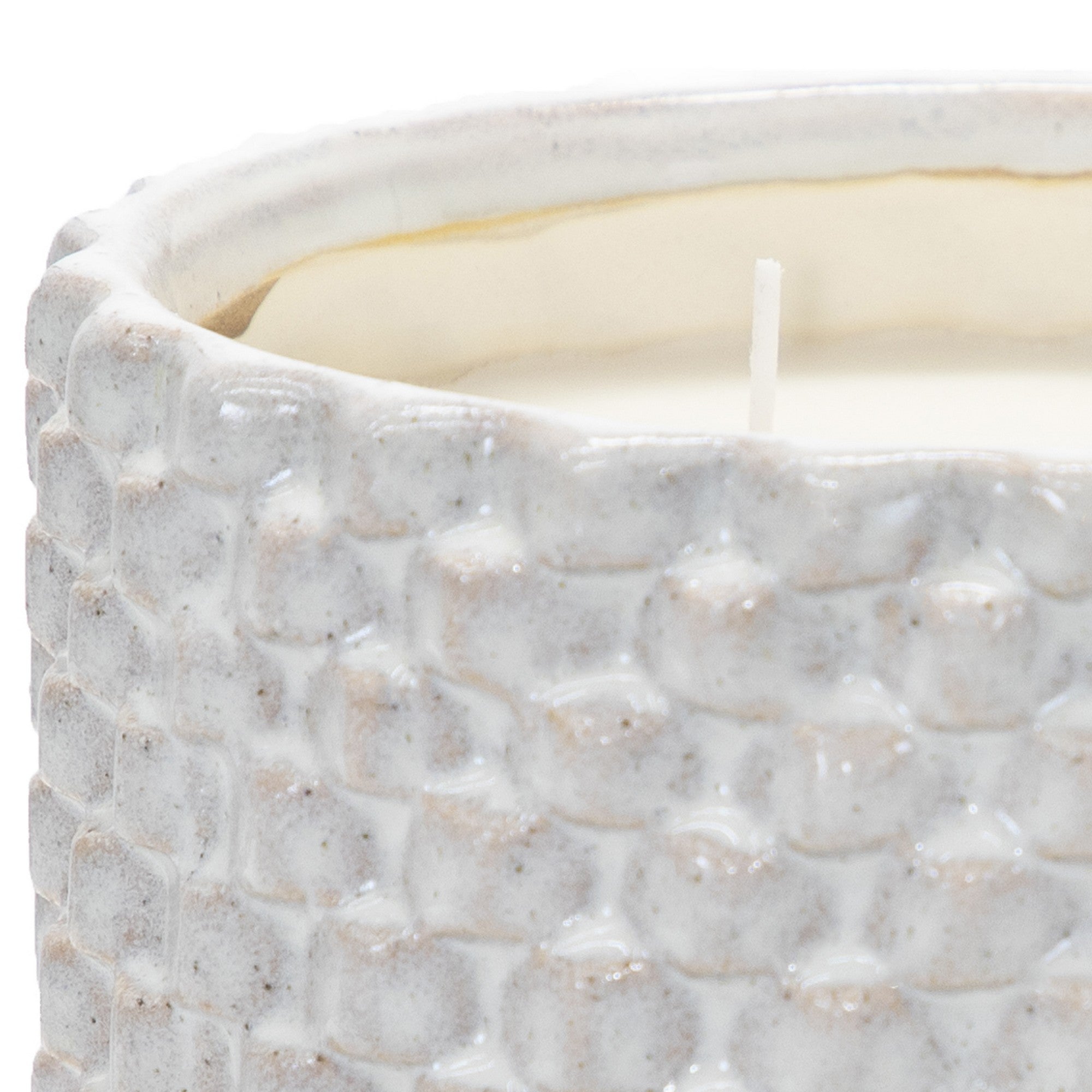 8 Inch Textured Ceramic Scented Pot Candle With Legs White And Beige-zoom-2