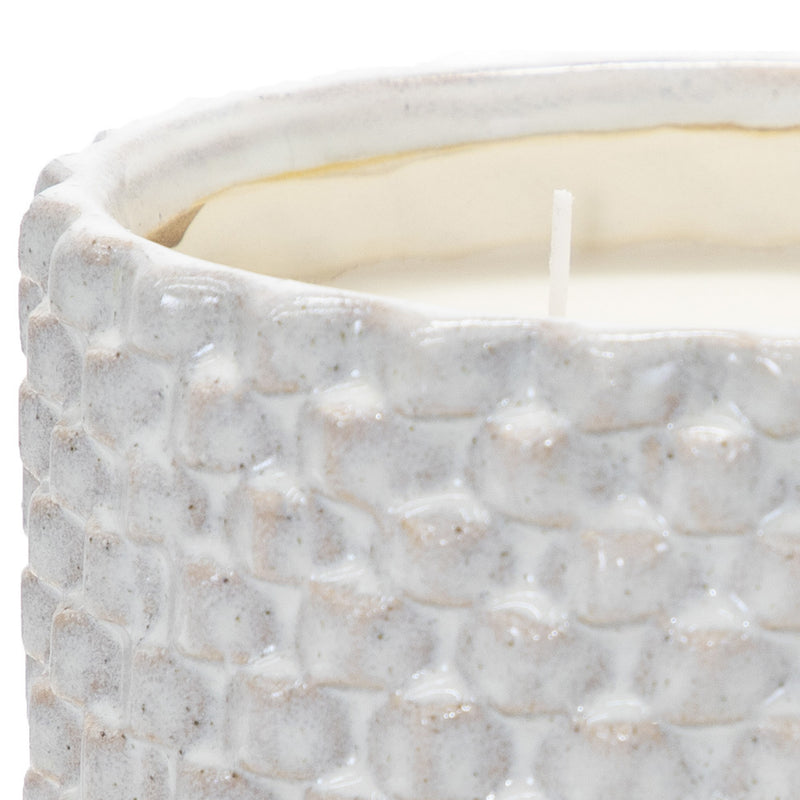 8 Inch Textured Ceramic Scented Pot Candle With Legs White And Beige-zoom-