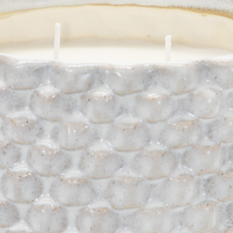 8 Inch Textured Ceramic Scented Pot Candle With Legs White And Beige-zoom-