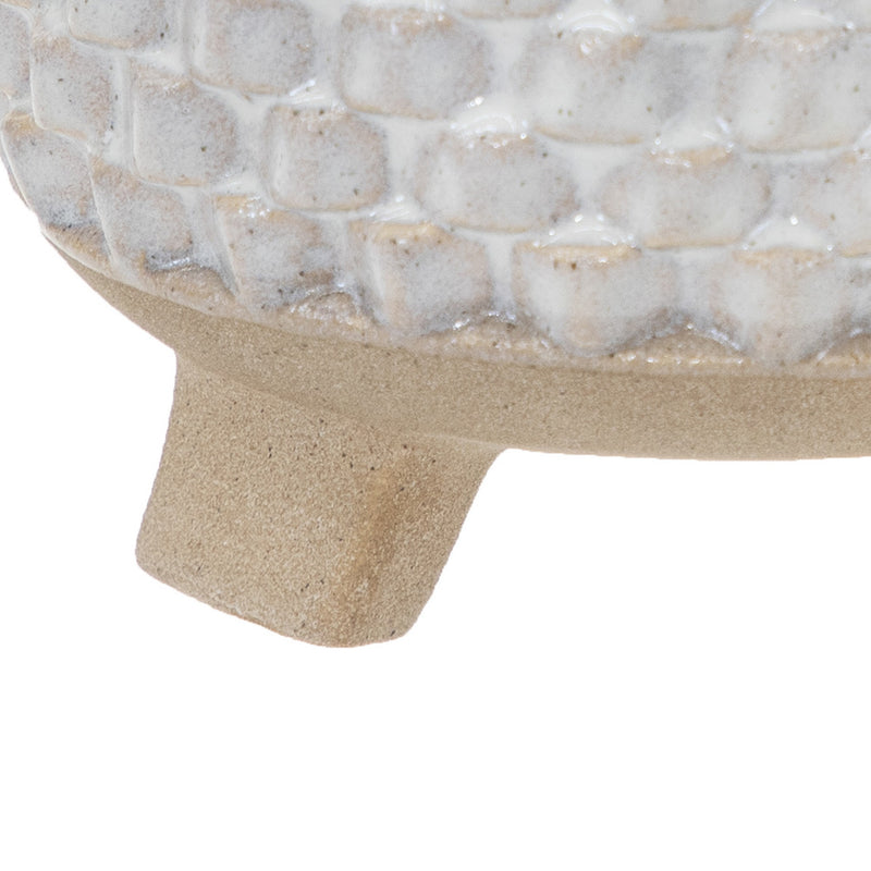 8 Inch Textured Ceramic Scented Pot Candle With Legs White And Beige-zoom-