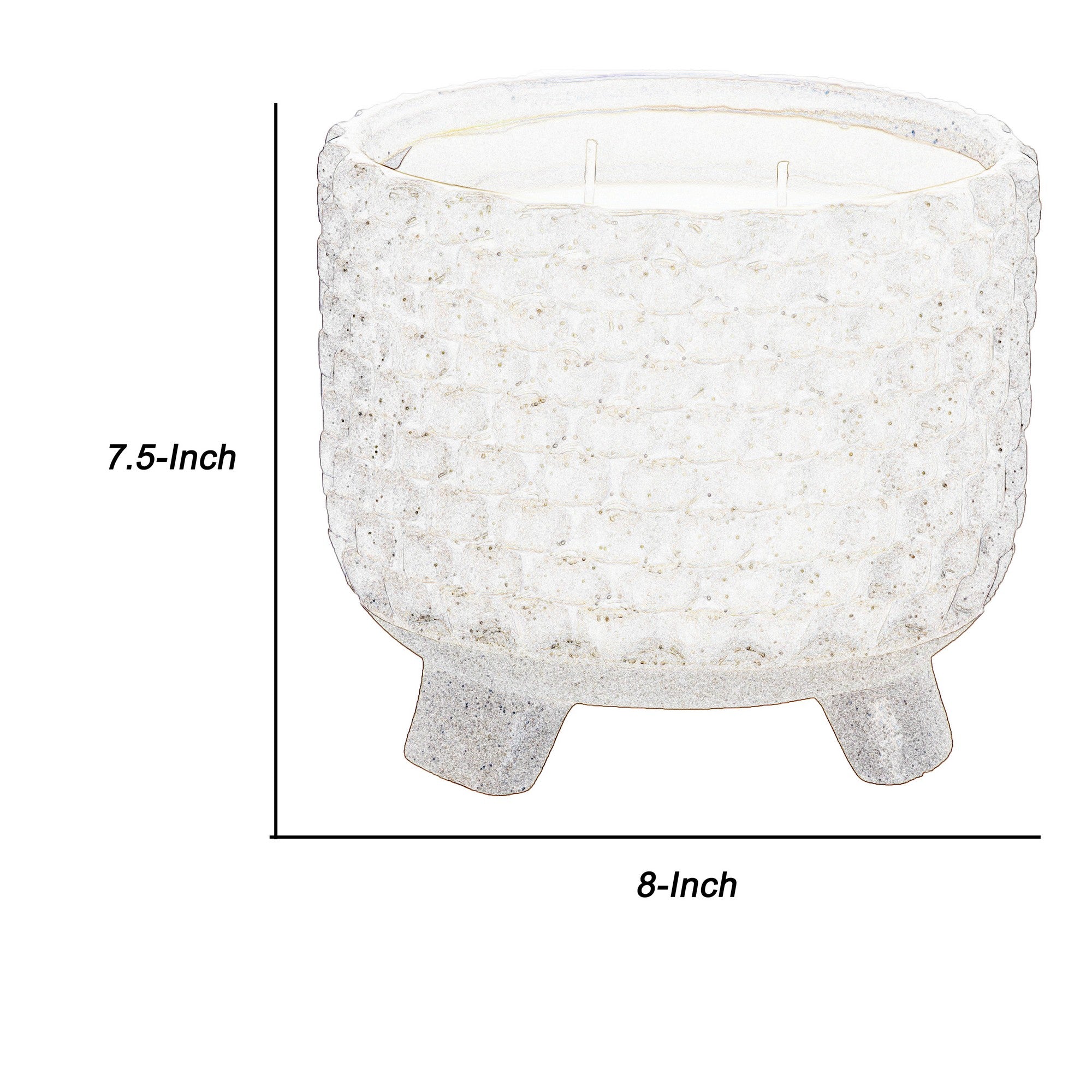 8 Inch Textured Ceramic Scented Pot Candle With Legs White And Beige-zoom-5