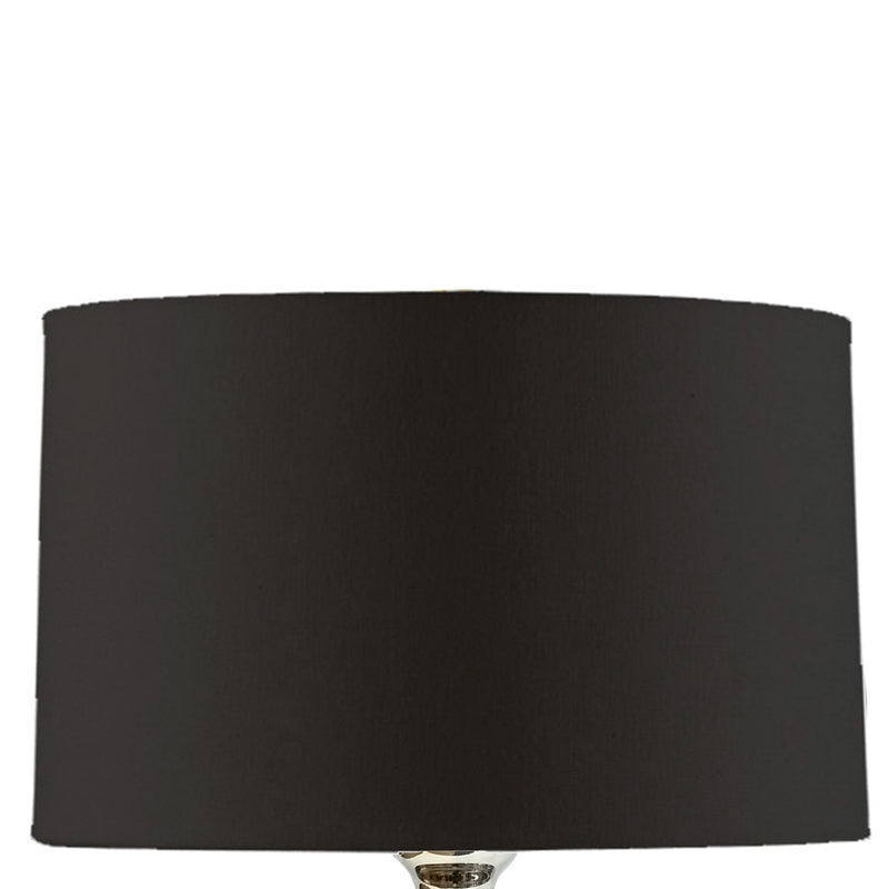 Pot Bellied Shape Glass Table Lamp with Metal Tier Base Clear and Black-zoom-