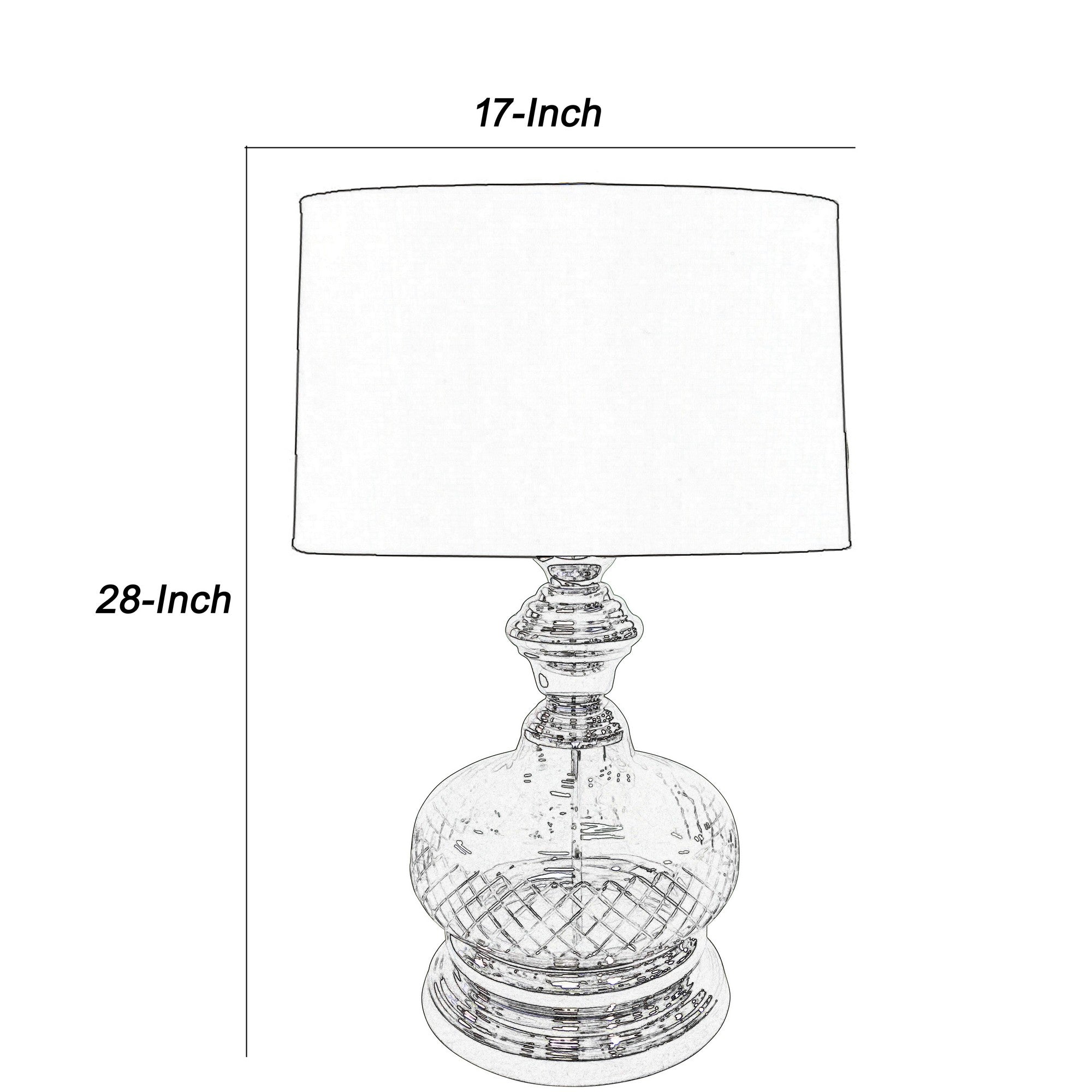 Pot Bellied Shape Glass Table Lamp with Metal Tier Base Clear and Black-zoom-5