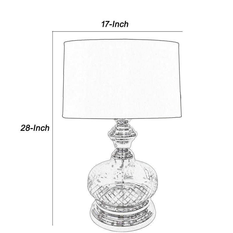 Pot Bellied Shape Glass Table Lamp with Metal Tier Base Clear and Black-zoom-