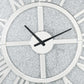 Mirror Panel Frame Wall Clock With Crushed Faux Diamond Inlay Silver