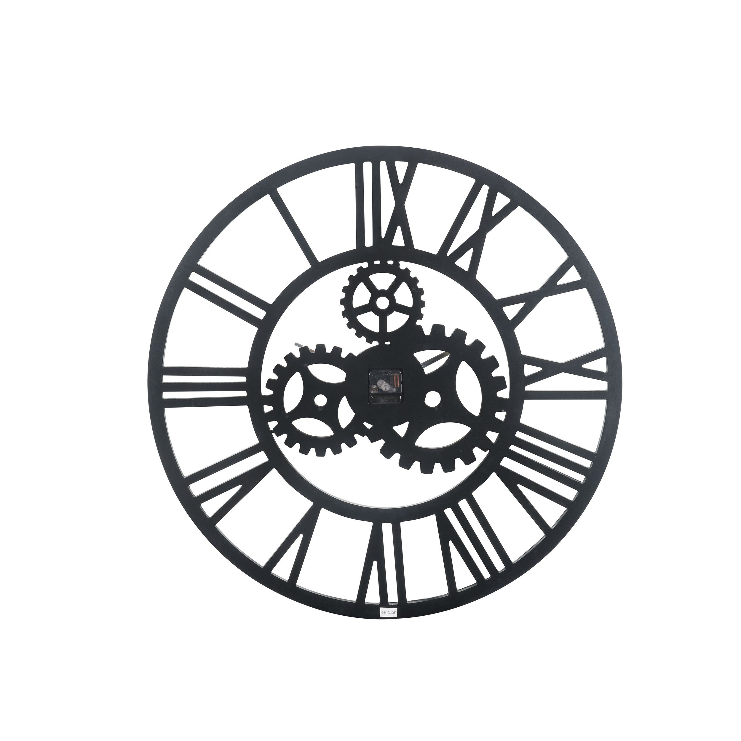 Round Mirror Panel Open Frame Wall Clock With Gear Design Silver-zoom-2