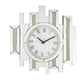 Irregular Mirror Panel Frame Wall Clock With Faux Diamond Inlay Silver