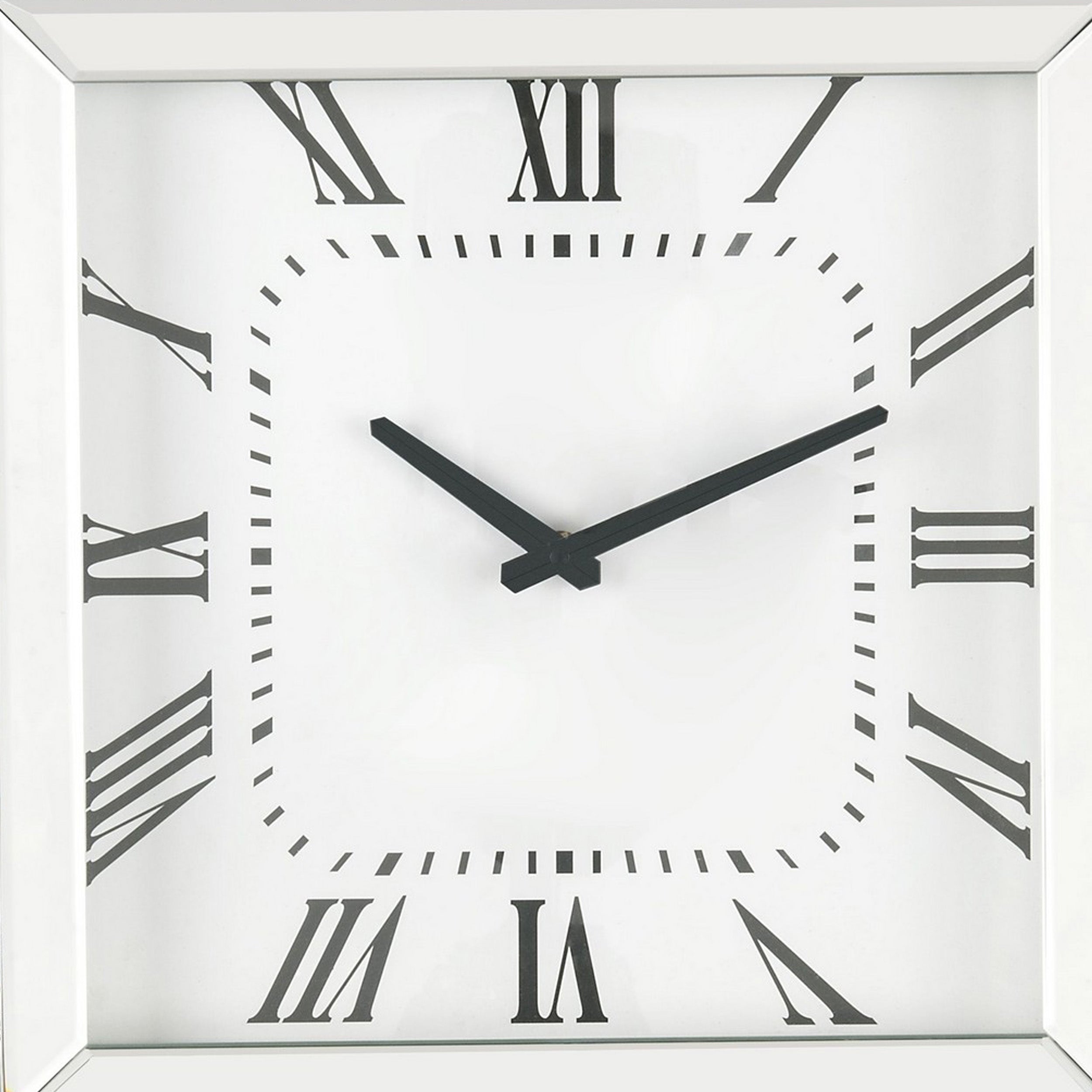 Irregular Mirror Frame Wall Clock With Crushed Faux Diamond Inlay Silver-zoom-4