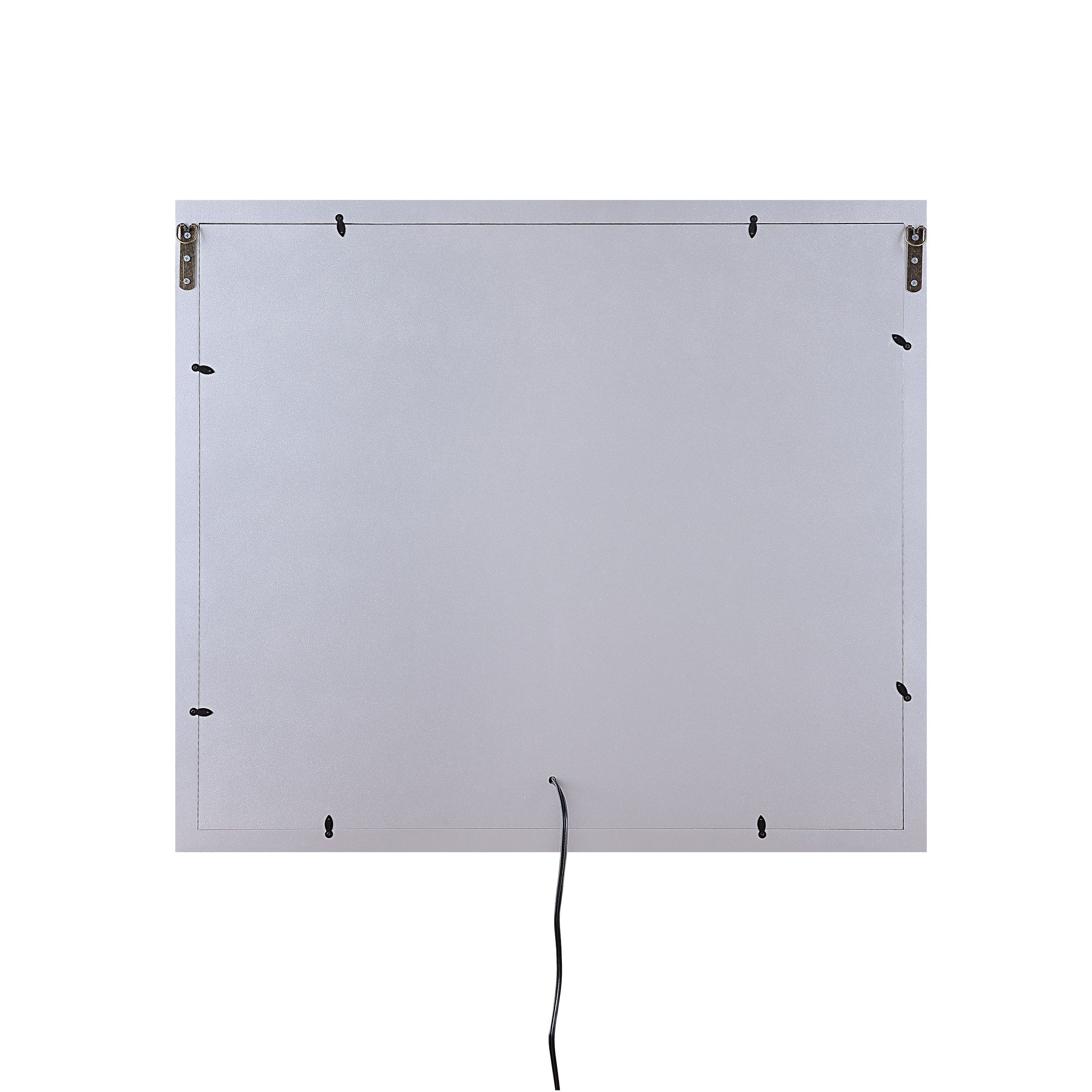 Mirror Panel Frame Wall Decor With Light Function And Faux Diamond Silver-zoom-2