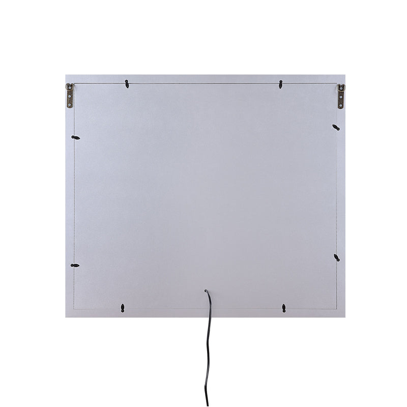 Mirror Panel Frame Wall Decor With Light Function And Faux Diamond Silver-zoom-