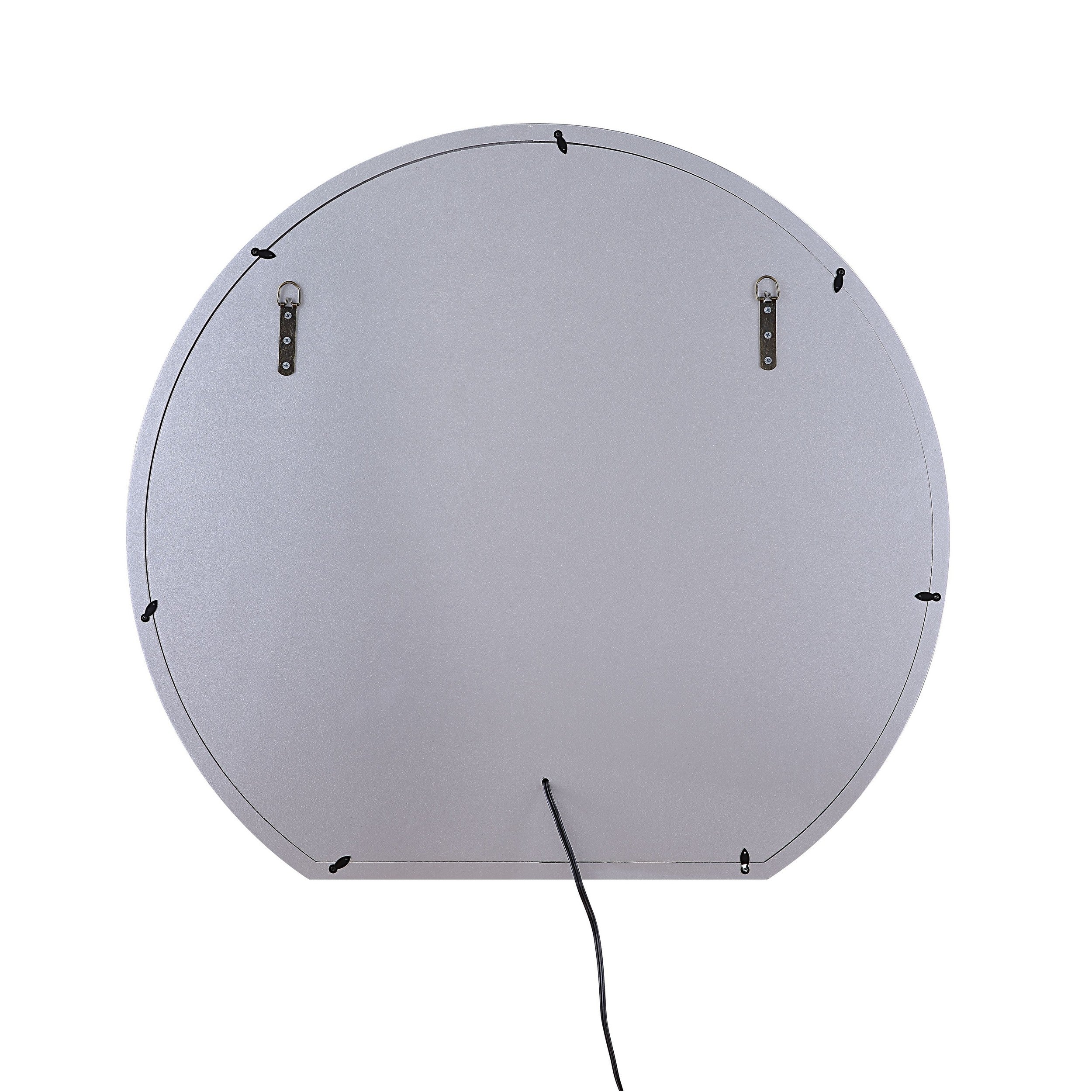 Round Mirror Panel Wall Decor With Light Function And Faux Diamond Silver