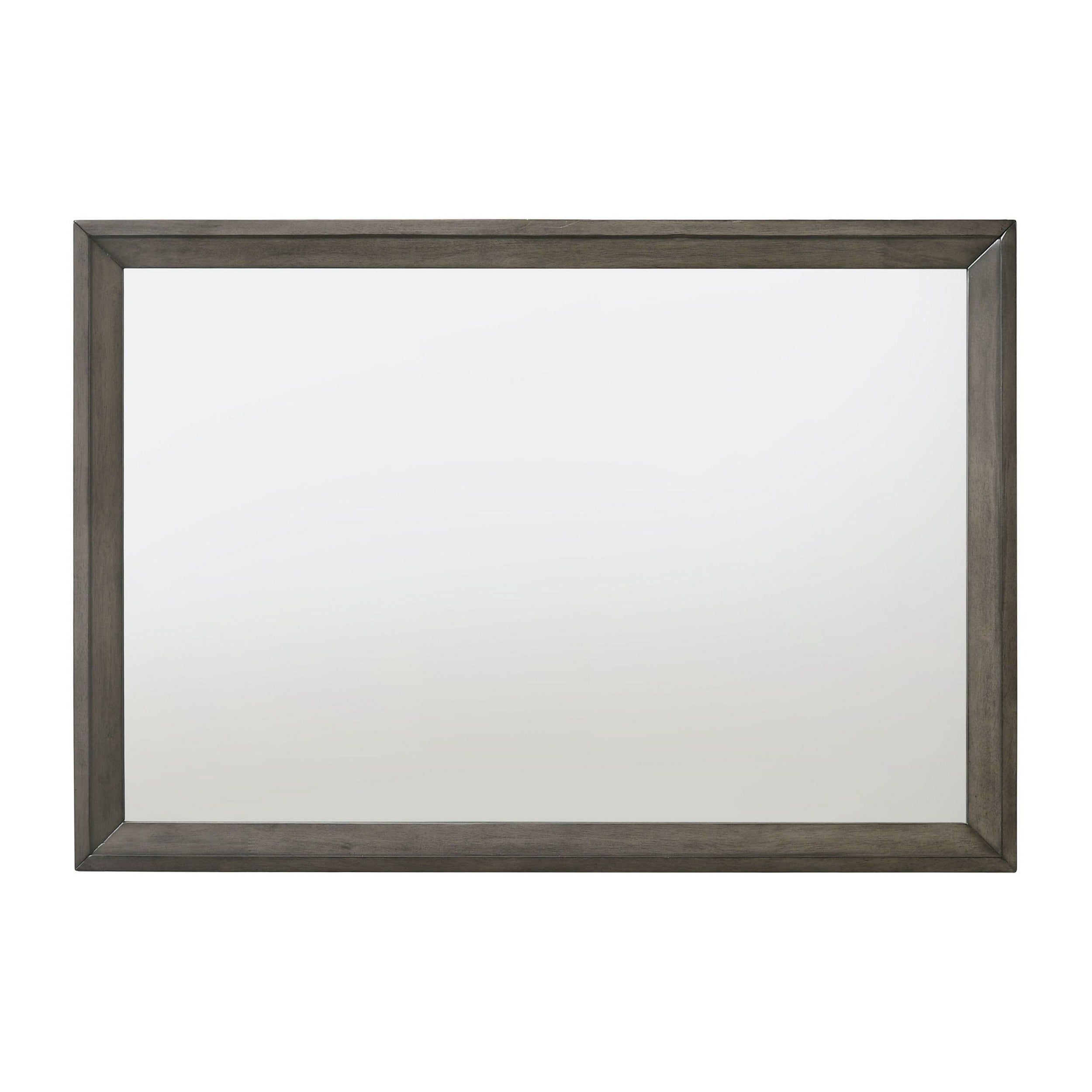 Rectangular Wooden Frame Mirror With Mounting Hardware Gray And Silver-zoom-1