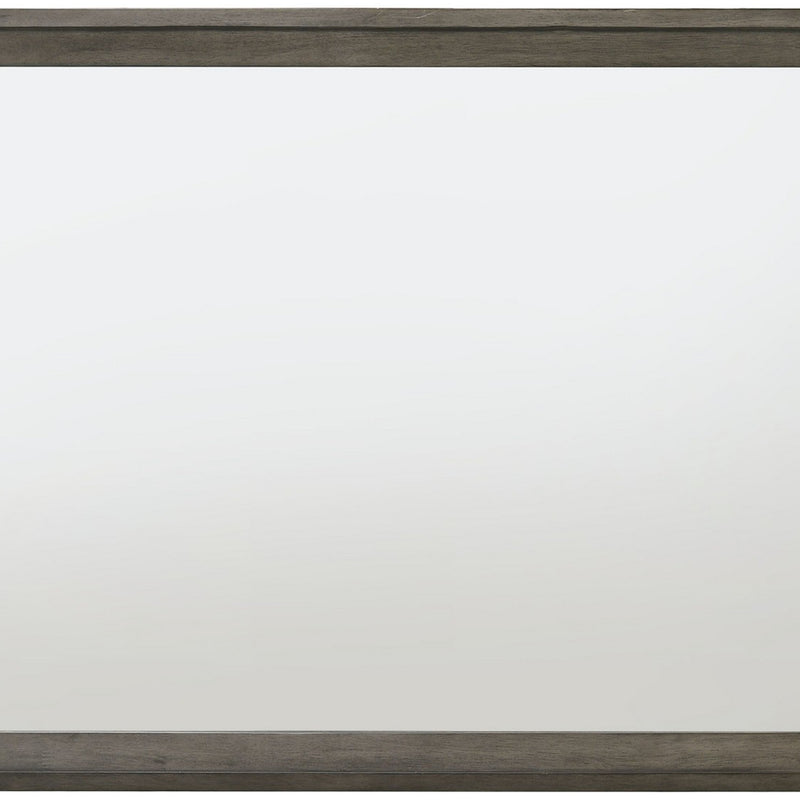Rectangular Wooden Frame Mirror With Mounting Hardware Gray And Silver-zoom-
