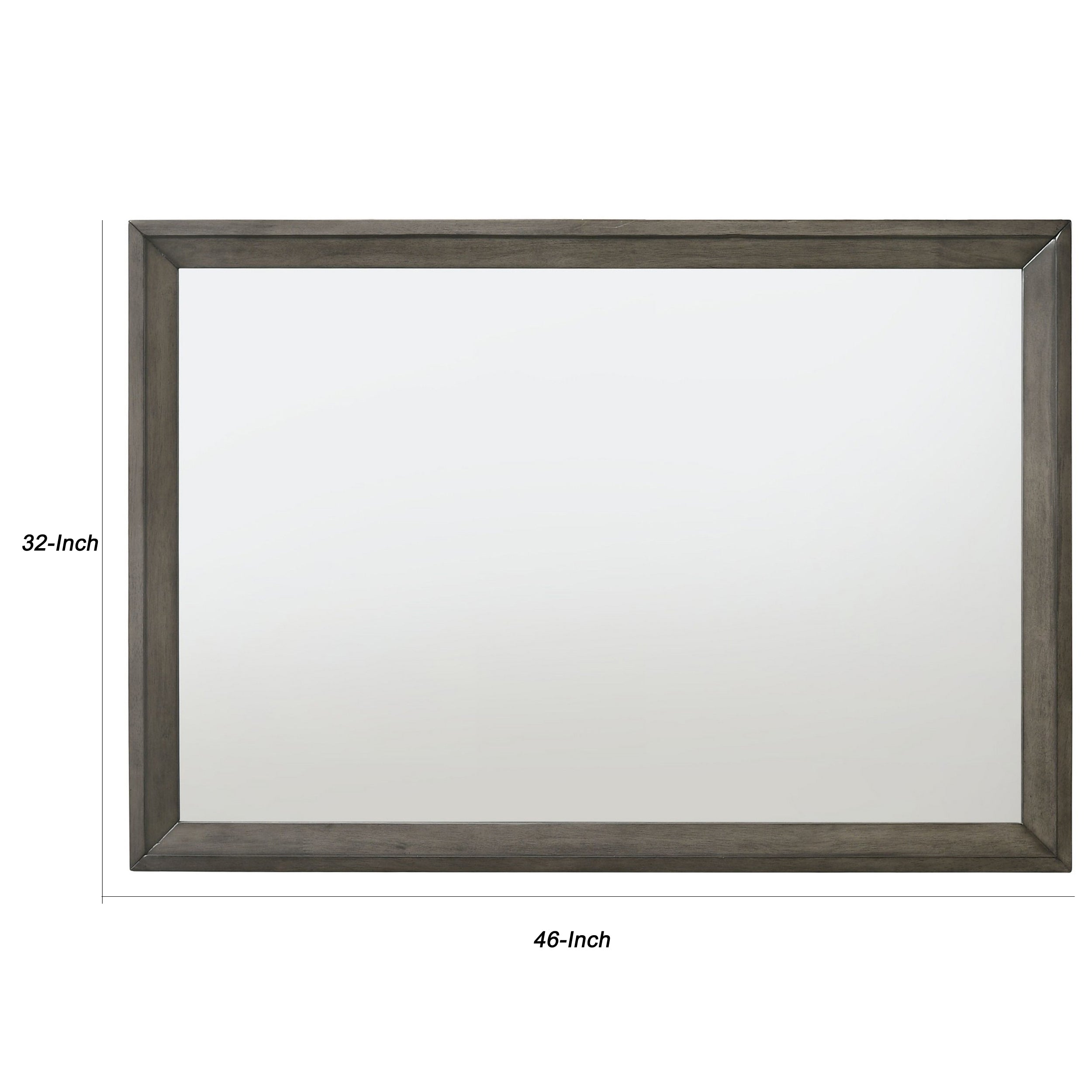 Rectangular Wooden Frame Mirror With Mounting Hardware Gray And Silver-zoom-4