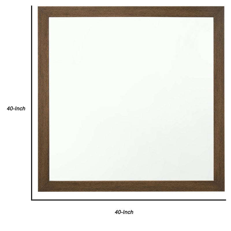 Transitional Style Wooden Frame Mirror With Grain Details Brown-zoom-