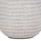 Textured Ceramic Frame Table Lamp with Fabric Shade Beige and White
