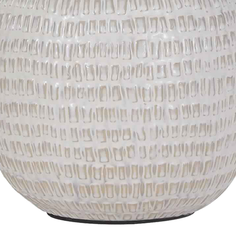 Textured Ceramic Frame Table Lamp with Fabric Shade Beige and White-zoom-