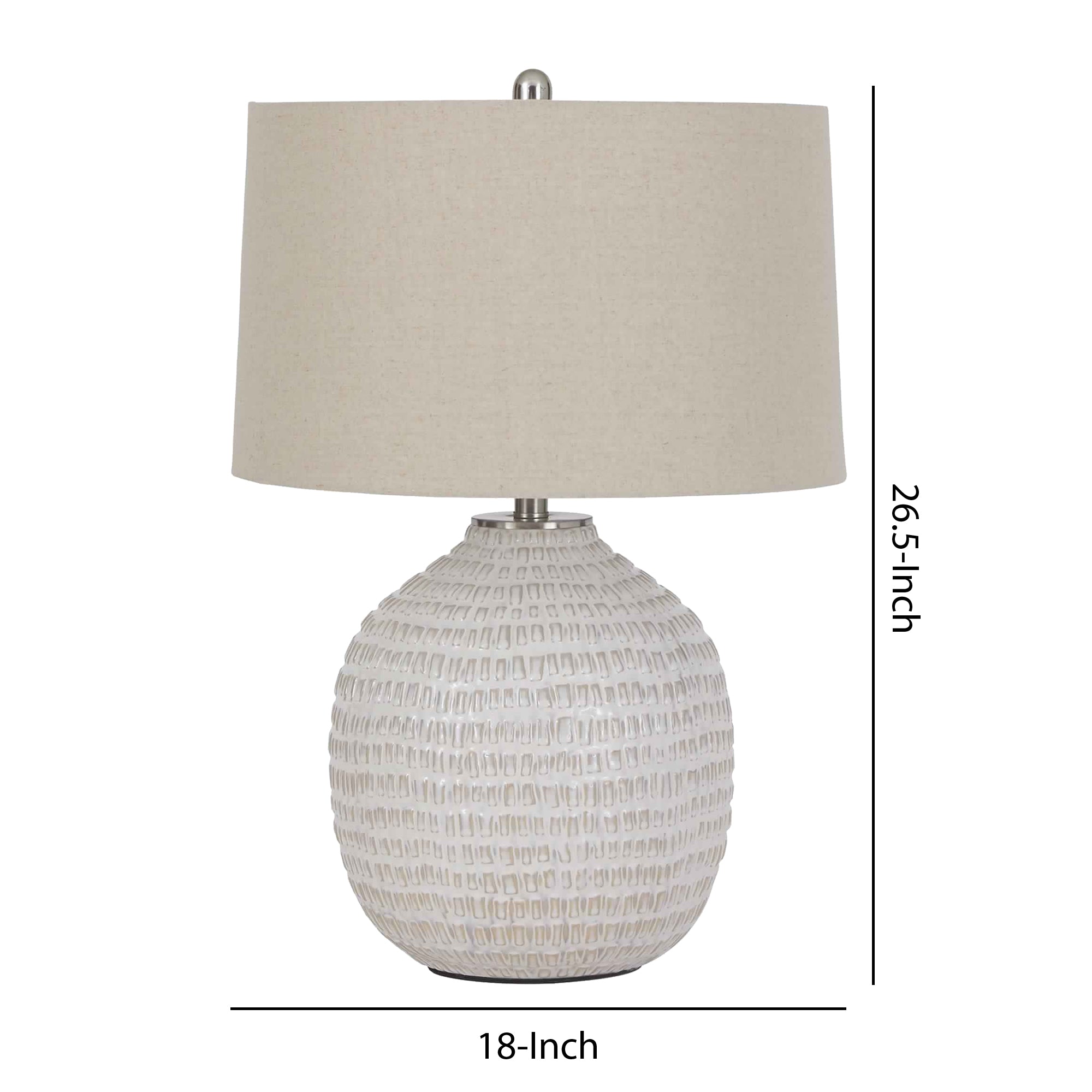 Textured Ceramic Frame Table Lamp with Fabric Shade Beige and White-zoom-5