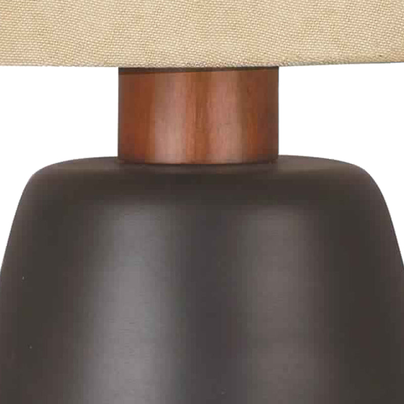 Metal Frame Table Lamp with Fabric Shade Beige and Black-zoom-
