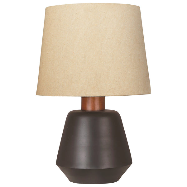 Metal Frame Table Lamp with Fabric Shade Beige and Black