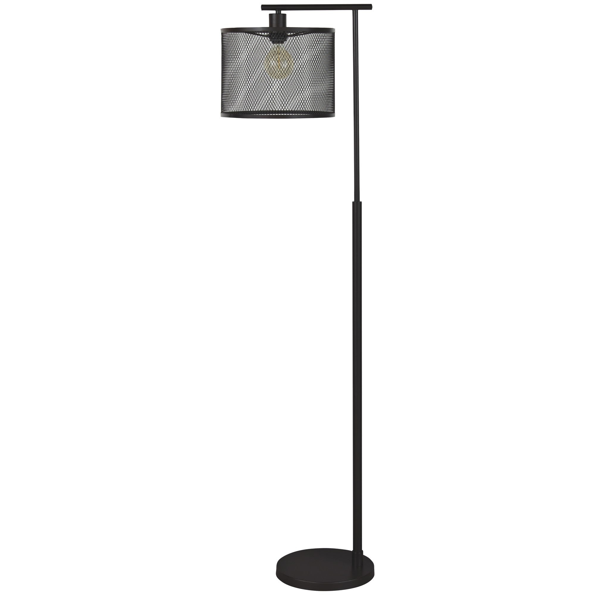 Metal Frame Floor Lamp With Caged Shade Dark Bronze-zoom-1