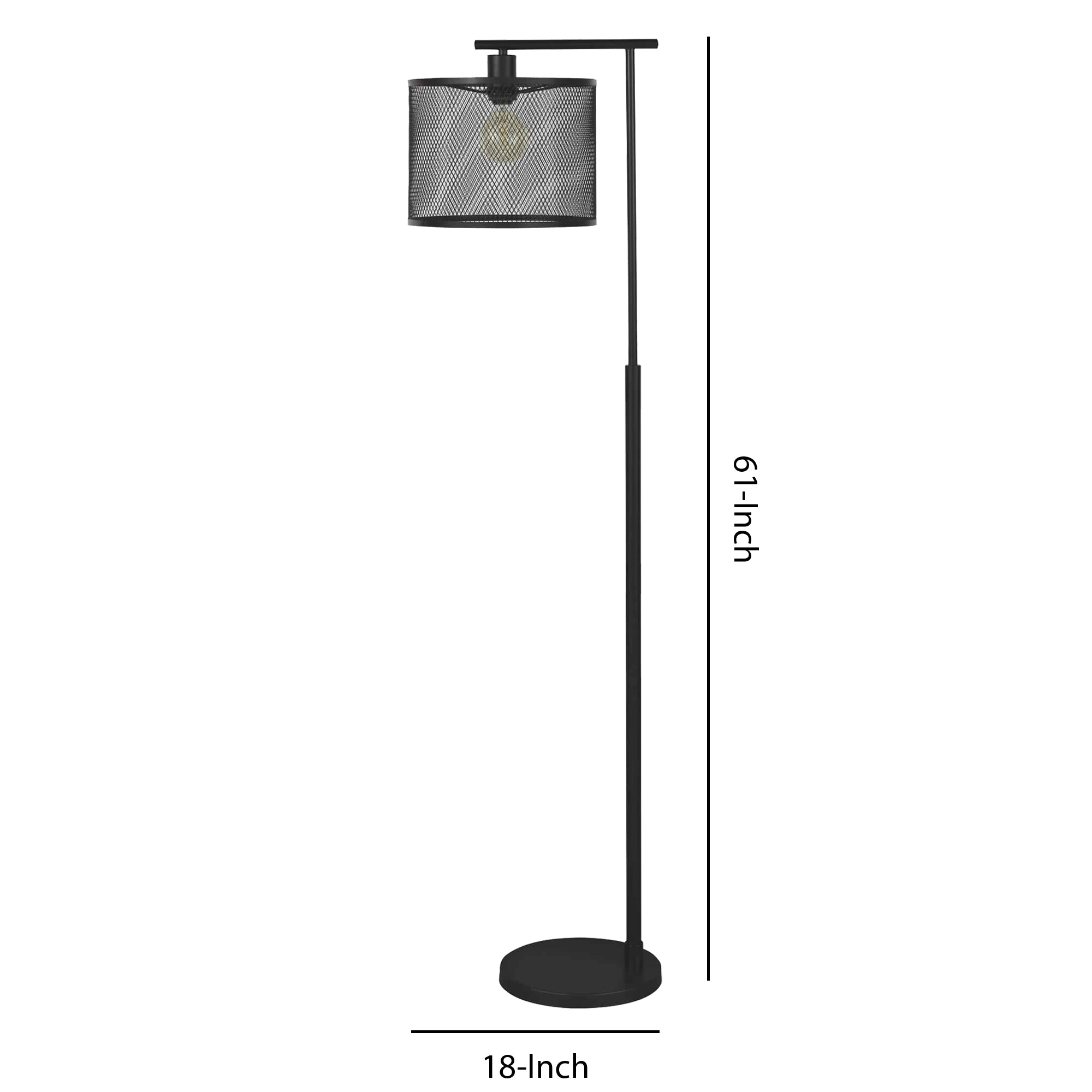 Metal Frame Floor Lamp With Caged Shade Dark Bronze-zoom-5