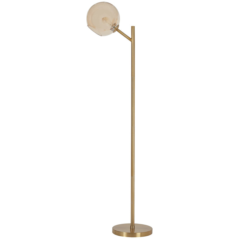 Metal Frame Round Floor Lamp With Glass Shade Gold-zoom-