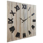 Square Wall Clock With Panel Wooden Backing Brown And Black