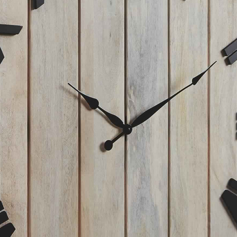 Square Wall Clock With Panel Wooden Backing Brown And Black-zoom-