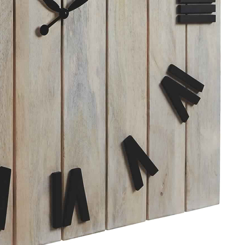 Square Wall Clock With Panel Wooden Backing Brown And Black-zoom-